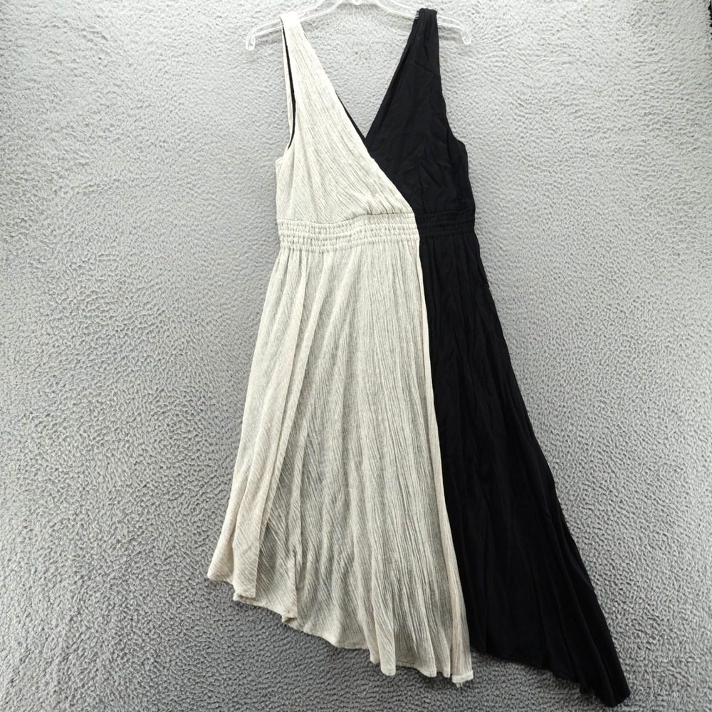 Maeve Anthropologie Elisabel Black Cream Asymmetric Dress Gauze Medium